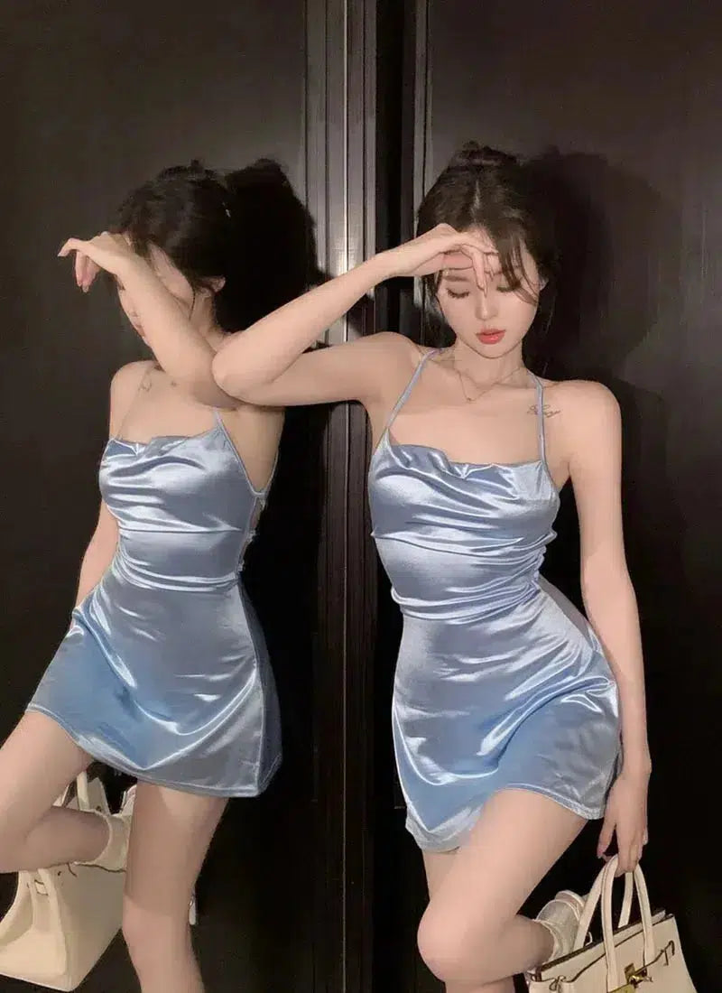 Clearance Sale Satin Backless Mini Dress