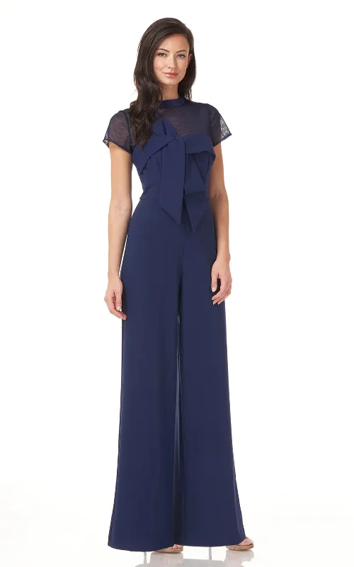 Clearance Sale JS Collections - Crepe Bow Jumpsuit In Navy