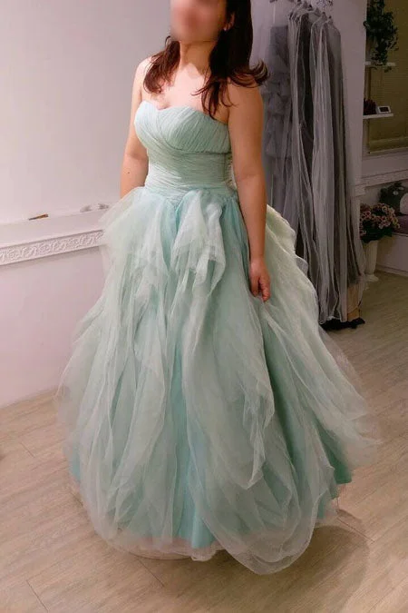 Blowout Sale Unique Plus Size Strapless Tulle Long Prom Dresses N450