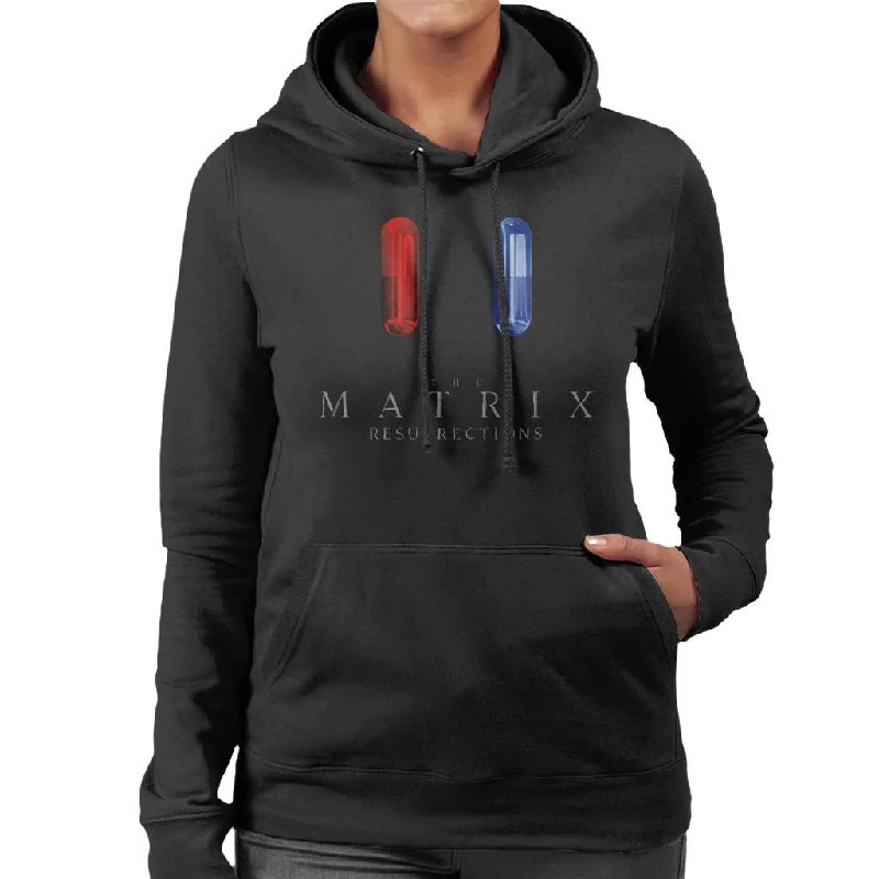 Anniversary Sale The Matrix Resurrections Blue Or Red Pill Women's Hooded Sweatshirt Anniversary Sale The Matrix Resurrections Blue Or Red Pill Women's Hooded Sweatshirt