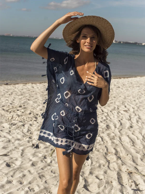 Customer Appreciation Sale Indigo Sand Dollar Mini Dress Caftan