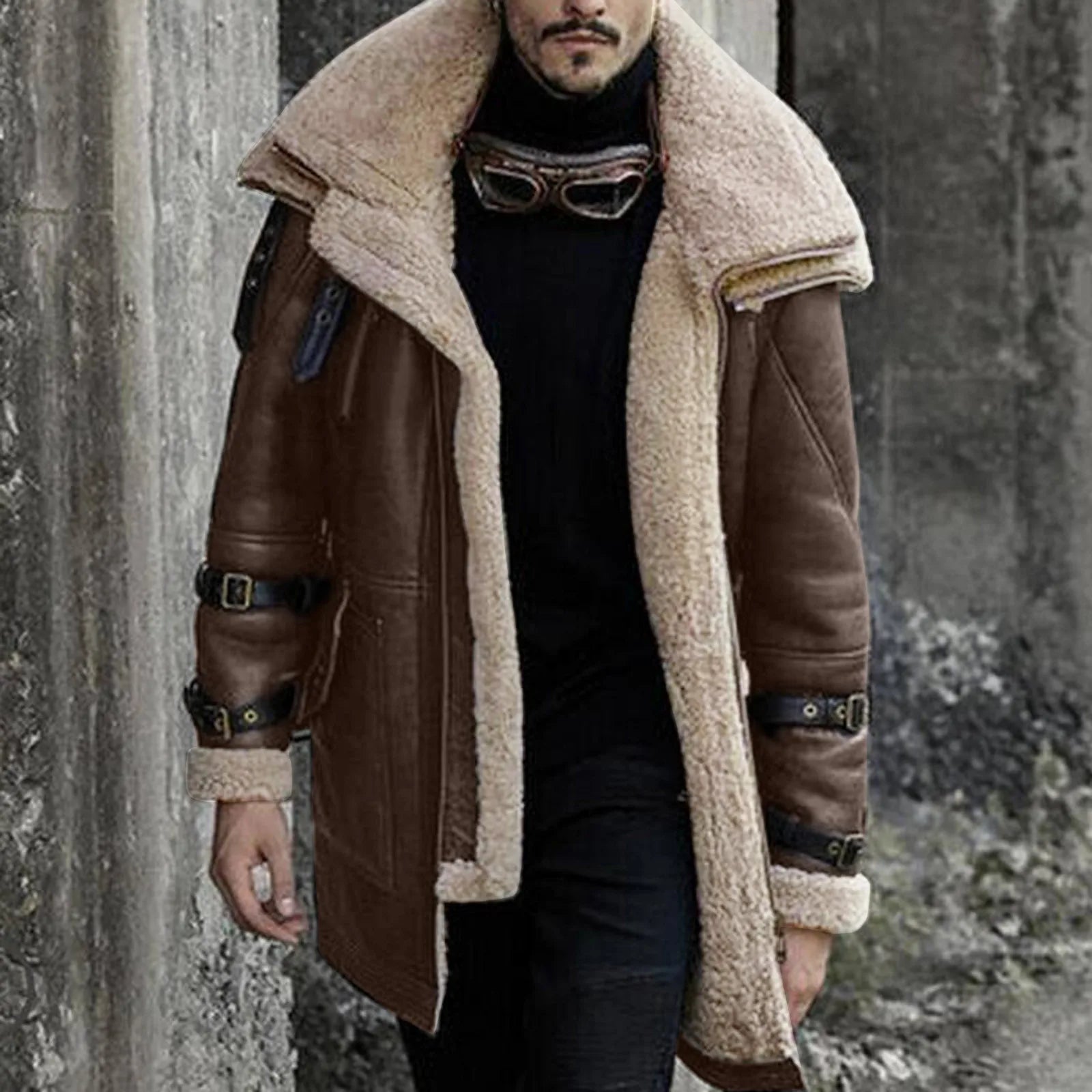 Blowout Deals Znbbw Men's Faux-Fur' Style Sheepskin Jackets Winter Fashio Furry Lapel Leather Padded Thicken Coat Long Jacket Custom Sweatshirt Blowout Deals Znbbw Men's Faux-Fur' Style Sheepskin Jackets Winter Fashio Furry Lapel Leather Padded Thicken Coat Long Jacket Custom Sweatshirt