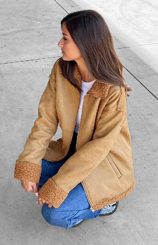 Price Break Willow Brown Suede Fur Jacket