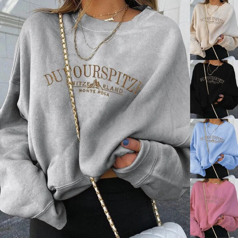 Amazing Deals Sweatshirt Women Long Sleeve Sweatshirts Streetwear Autumn Winter Letter Print Pullover Tops