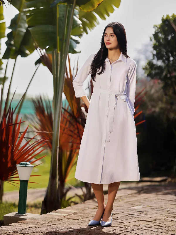 Limited Quantity Poplin Shirt Dress - White