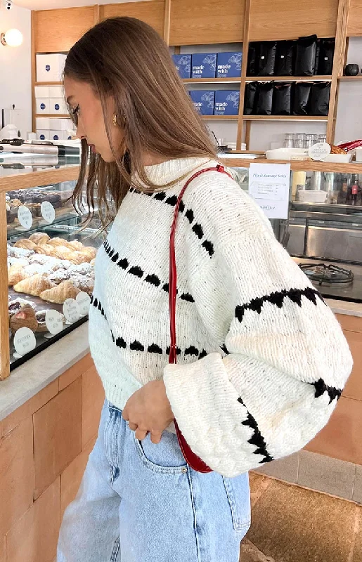 Price Rollback Holly White Heart Stripe Sweater