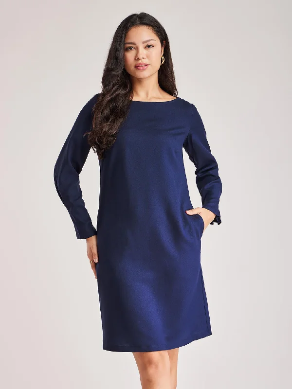 Buy More, Save More Boat Neck Shift Dress - Navy Blue