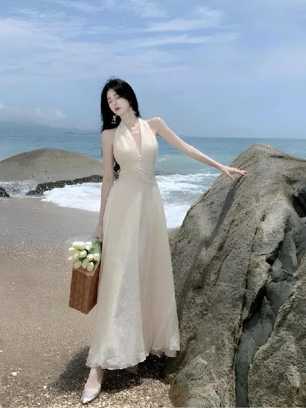 Limited Stock Backless Halter Neck Maxi Dress