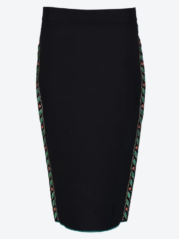 Act Fast Merino wool embroidered laurel skirt