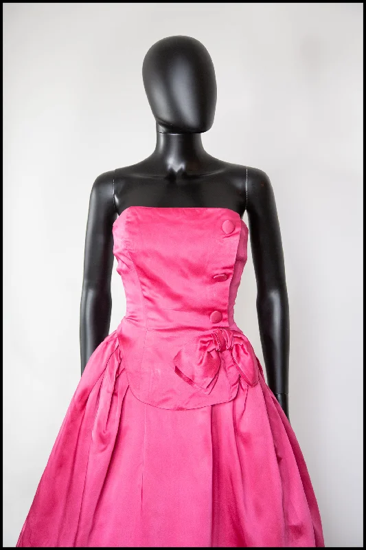 Discount Deals Vintage 1950s Shocking Pink Cocktail Dress