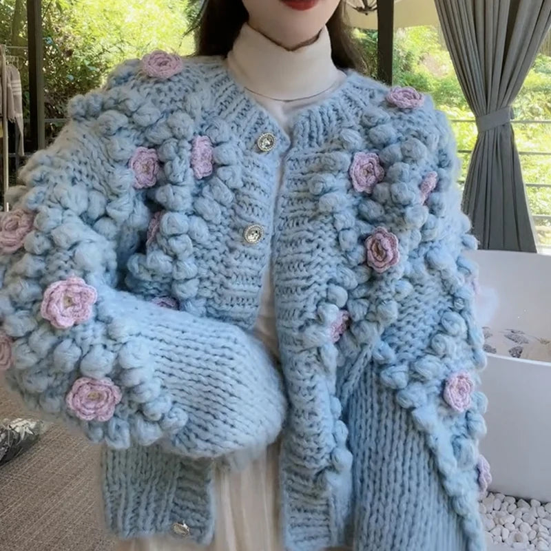 Act Fast Znbbw Crop Knitted Cardigans Women 3D Flower Sweater Coat Sweet Single Breasted Knitwears Jackets Korean Loose Jumper Outwear Act Fast Znbbw Crop Knitted Cardigans Women 3D Flower Sweater Coat Sweet Single Breasted Knitwears Jackets Korean Loose Jumper Outwear