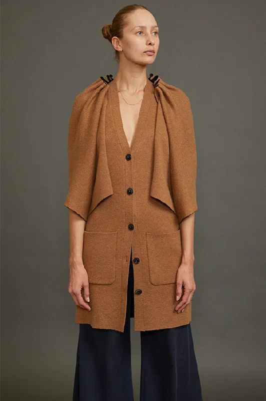 Can't Be Beat Cardigan with Detachable Cape in Hay/Black (Sold Out)