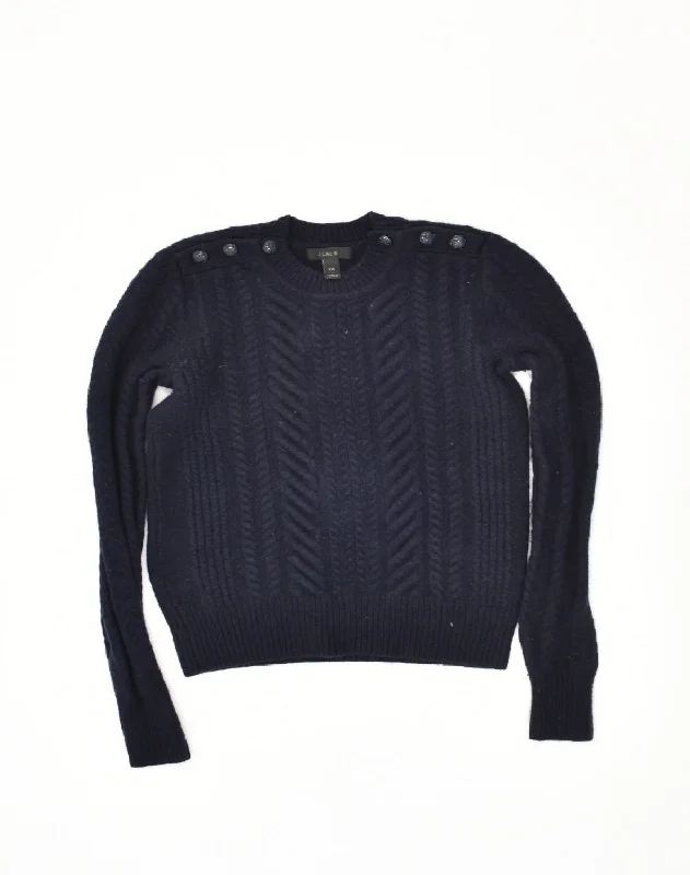 Crazy Deals J. CREW Womens Crew Neck Jumper Sweater UK 2 2XS Navy Blue Wool