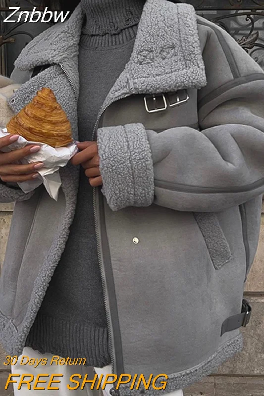 Bargain Prices Znbbw Casual Lapel Zipper Plush Coat Women's Loose Long Sleeved Solid Jacket With Pockets 2023 Autumn/Winter Warm Street Wear Bargain Prices Znbbw Casual Lapel Zipper Plush Coat Women's Loose Long Sleeved Solid Jacket With Pockets 2023 Autumn/Winter Warm Street Wear