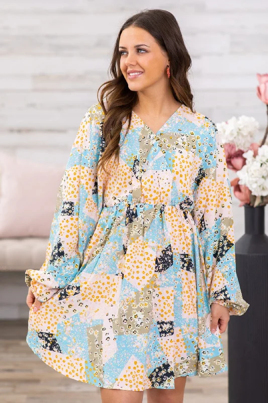 Today’s Special Baby Blue Multicolor Floral Patchwork
