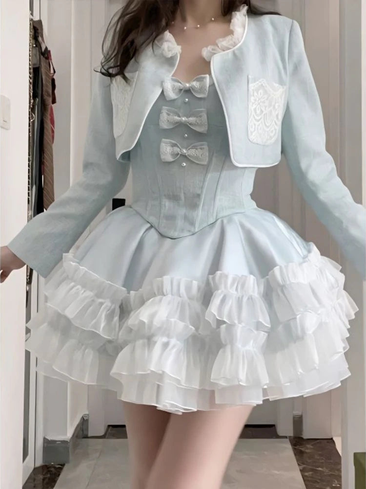 Final Clearance Znbbw Sweet Kawaii Two Piece Set Women Summer Sexy Elegant Party Mini Dress Suits Female Lolita Cute Dress + Long Sleeve Coat New Final Clearance Znbbw Sweet Kawaii Two Piece Set Women Summer Sexy Elegant Party Mini Dress Suits Female Lolita Cute Dress + Long Sleeve Coat New