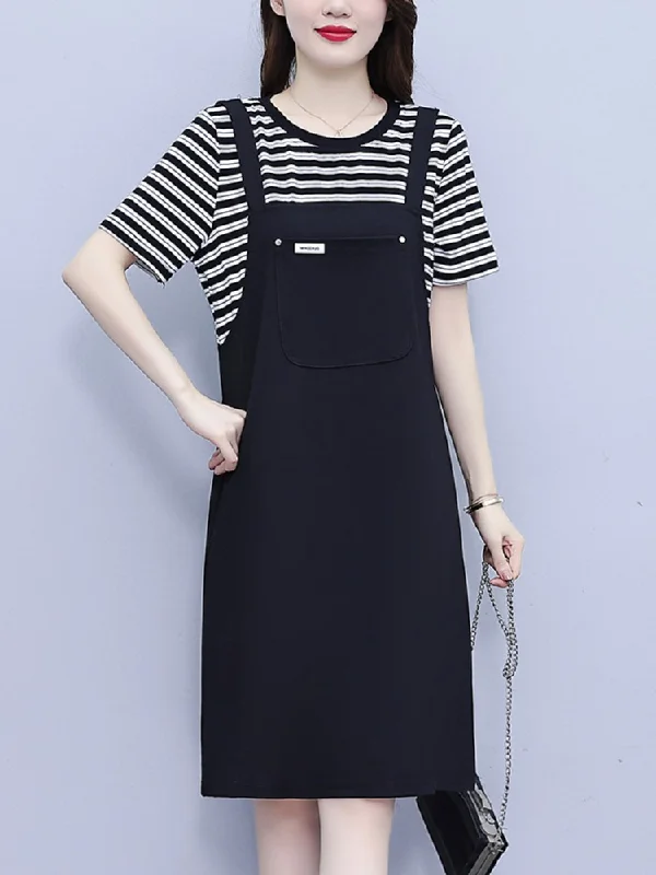 Today’s Deal Plus Size Stripes Pinafore Dress