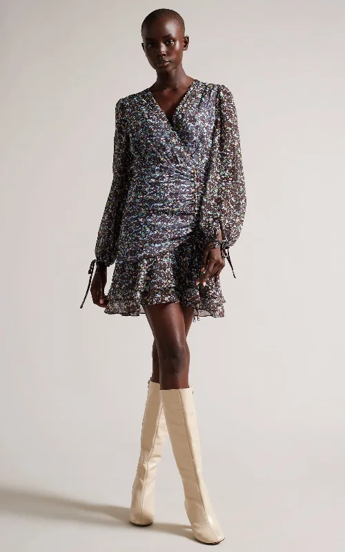 Markdowns Ted Baker - Cherela Dropped Waist Ruched Long Sleeve Dress