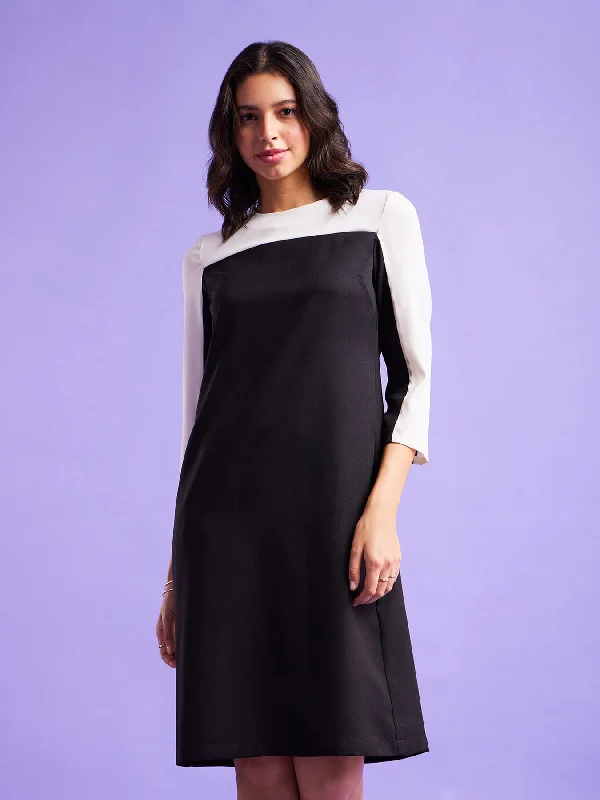 Crazy Savings Colour Block Shift Dress - Black And White