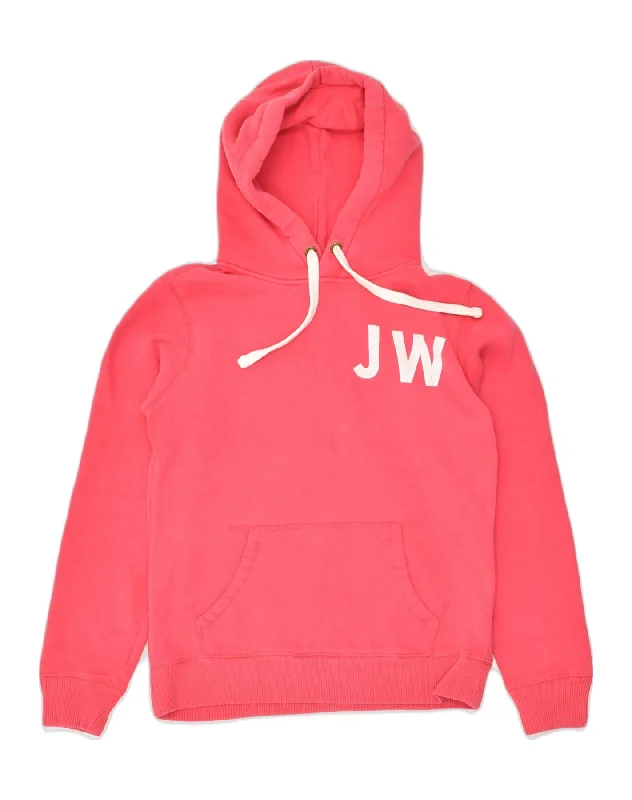 Deal Frenzy JACK WILLS Womens Graphic Hoodie Jumper UK 10 Small Pink Cotton