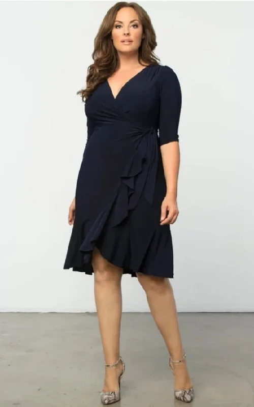 Weekend Deal Kiyonna- Whimsy Wrap Dress in Navy