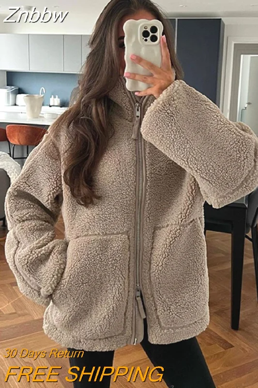 Fantastic Offers Znbbw Casual Loose Zippered Plush Jacket Women's Fashion Elegant Long Sleeve Overcoat 2023 Autumn/Winter Thick Warm Street Wear Fantastic Offers Znbbw Casual Loose Zippered Plush Jacket Women's Fashion Elegant Long Sleeve Overcoat 2023 Autumn/Winter Thick Warm Street Wear