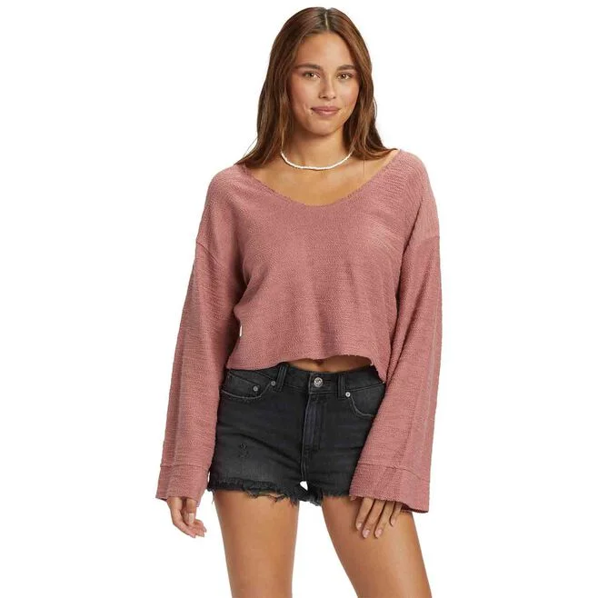 Limited Time Discount ROXY Womens Made For You V-Neck Sweater- Ash Rose