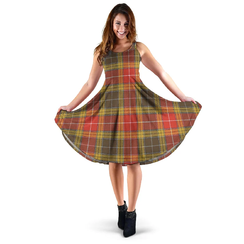 Price Buster Buchanan Old Set Weathered Tartan Sleeveless Midi Womens Dress