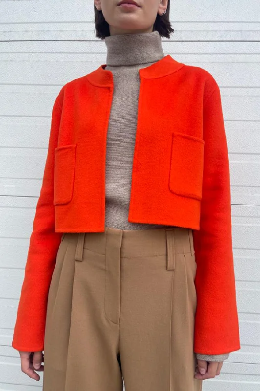 Best Seller Cropped Open Front Jacket in Mandarin