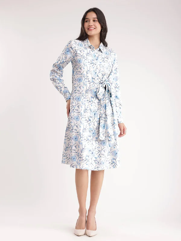 Unbeatable Prices Floral Shirt Dress - White
