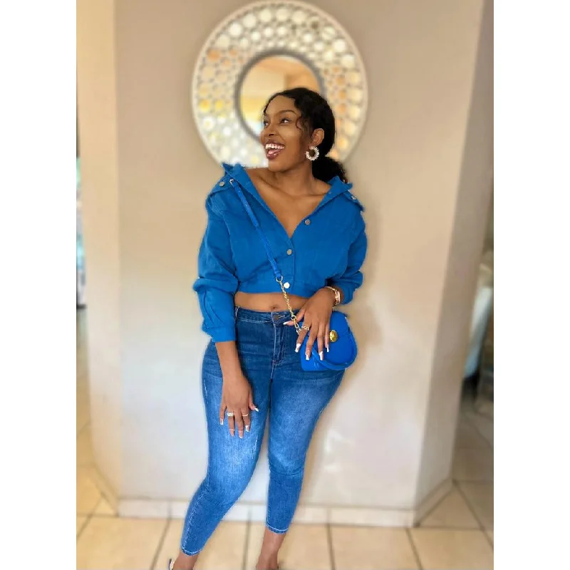Limited Time Button Solid Color Jean Jacket