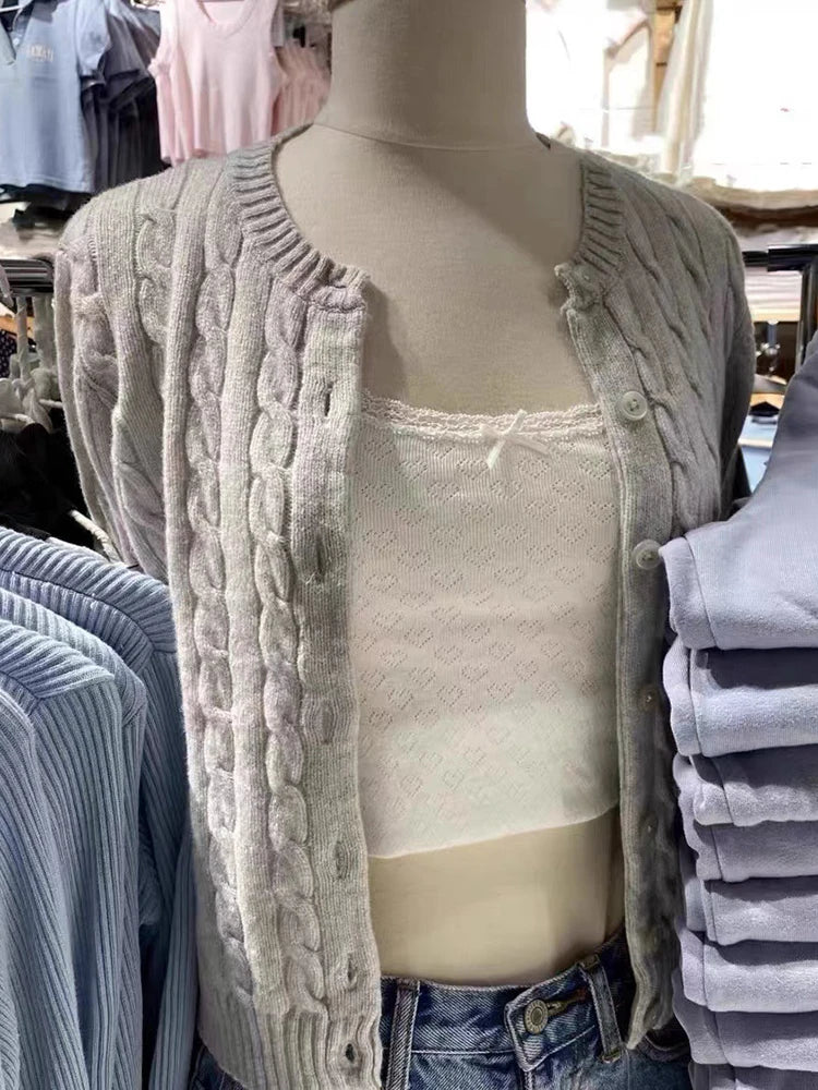 Limited Availability Znbbw Knit Twist Cardigan Autumn Cotton Round Neck Casual Loose Button Sweaters Top Women Harajuku Solid Sweet Sweater Coat Limited Availability Znbbw Knit Twist Cardigan Autumn Cotton Round Neck Casual Loose Button Sweaters Top Women Harajuku Solid Sweet Sweater Coat
