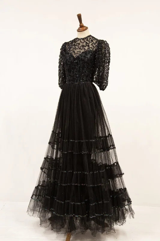 Price Blitz Vintage 1980s does 1930s Black Tulle Gown