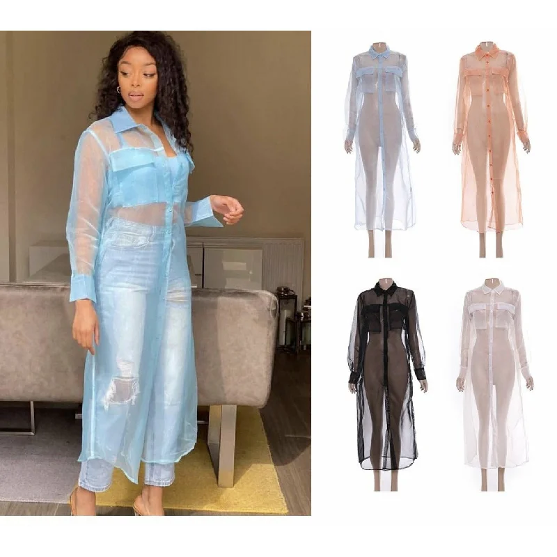 Special Promotion Long Mesh See-Through Cardigan
