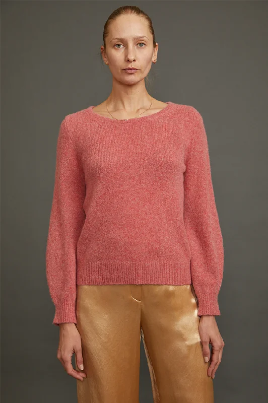 Stock Clearance Cashmere Crewneck Sweater in Coral Pink