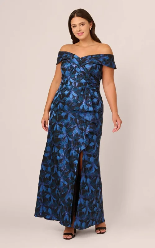 Sale Event Adrianna Papell- Off Shoulder Jacquard Gown