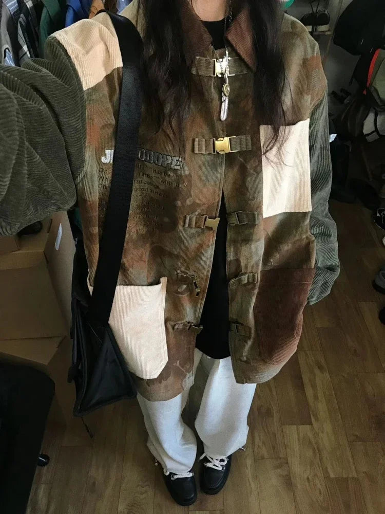 Overstock Znbbw Vintage Y2k Jackets Patchwork Design Contrast Color Corduroy Lady Coats Harajuku Streetwear Casual Loose Women Clothing Overstock Znbbw Vintage Y2k Jackets Patchwork Design Contrast Color Corduroy Lady Coats Harajuku Streetwear Casual Loose Women Clothing