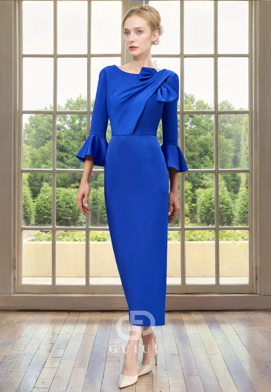 Limited Edition Sheath Scoop 34 Length Sleeves Pleated Ruffles Back Zipper Mother of Bride Dress Limited Edition Sheath Scoop 34 Length Sleeves Pleated Ruffles Back Zipper Mother of Bride Dress