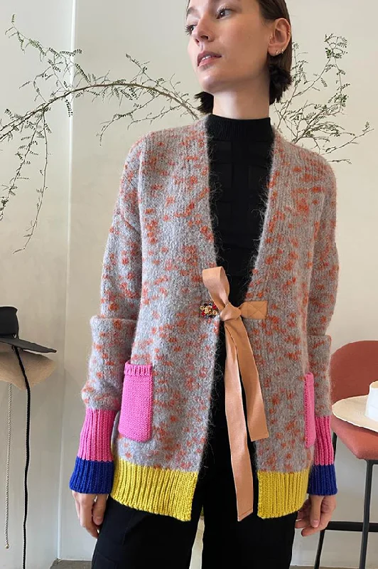 Time-Limited Offer Color Block Patch Cardigan in Granite (Sold Out)