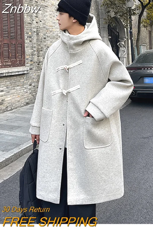 Markdown Madness Znbbw Men Coats Women Solid Hooded Long Jacket with Cowhorn 2023 New Korean Casual Loose Coat Fashion Male Clothing for Unisex Markdown Madness Znbbw Men Coats Women Solid Hooded Long Jacket with Cowhorn 2023 New Korean Casual Loose Coat Fashion Male Clothing for Unisex