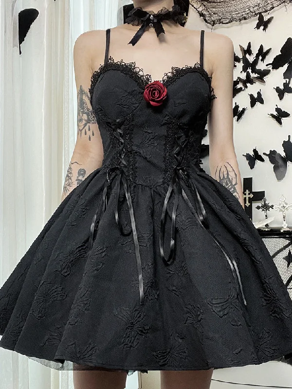 Discount Deals Goth Print Rose Lace Up A Fairy Grunge Backless V Neck Summer Party Dress Discount Deals Goth Print Rose Lace Up A Fairy Grunge Backless V Neck Summer Party Dress