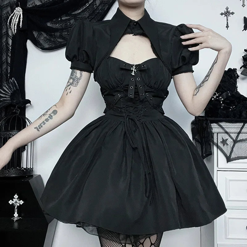 Mega Sale Dark Punk Grunge Ruched Gothic Spaghetti Strap Bandage Steampunk Elegant Dress Mega Sale Dark Punk Grunge Ruched Gothic Spaghetti Strap Bandage Steampunk Elegant Dress