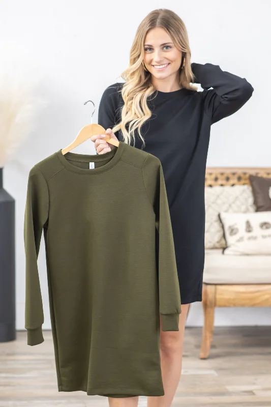 Super Sale Crewneck Long Sleeve Scuba Dress