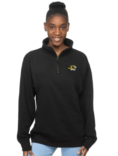 Now or Never Mizzou Tigers 1/4 Zip Tiger Head Black Sweatshirt