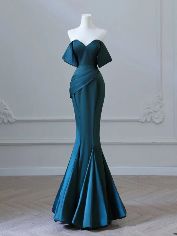 Exclusive Preview Simple Off Shoulder Satin Ink Blue Long Prom Dress, Ink Blue Long Formal Dress Exclusive Preview Simple Off Shoulder Satin Ink Blue Long Prom Dress, Ink Blue Long Formal Dress