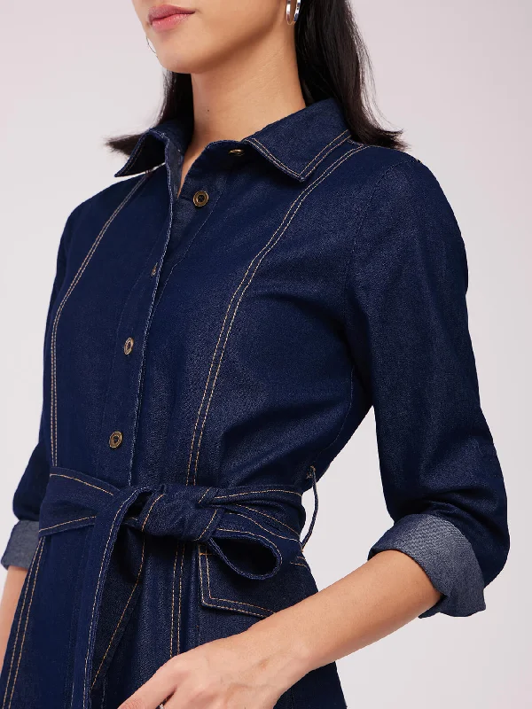 Weekend Deal Denim Shirt Dress - Navy