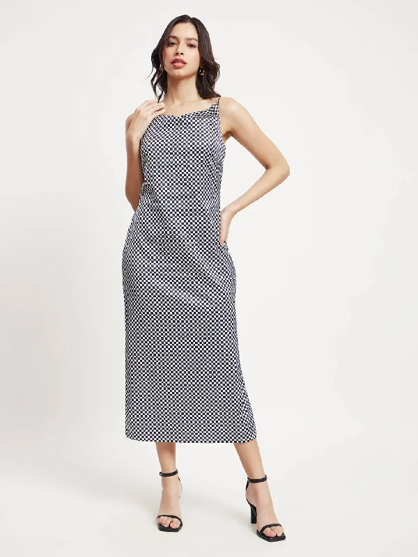 Deal Explosion Satin Cowl Neck Slip Dress - Black And White