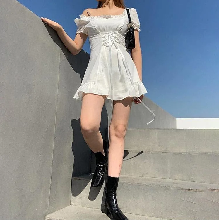 Clearance Event Soft Girl Lace Up Mini Dress