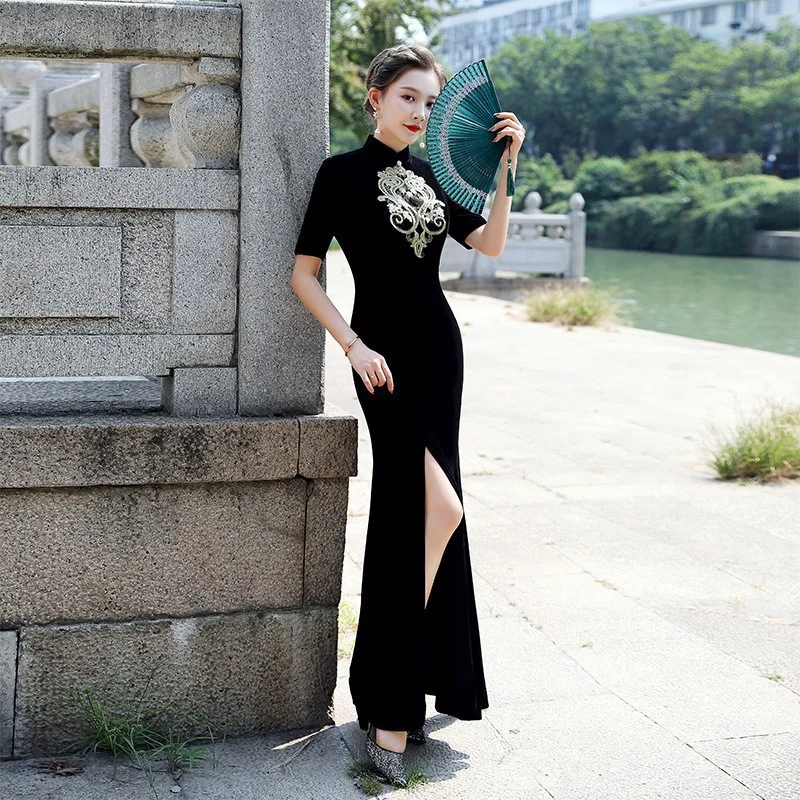 Bonus Savings (S-5Xl) + Custom Size Plus Size Modern Gold Cheongsam Slit Maxi Dress For Wedding / Mother Of The Bride Or Groom Bonus Savings (S-5Xl) + Custom Size Plus Size Modern Gold Cheongsam Slit Maxi Dress For Wedding / Mother Of The Bride Or Groom