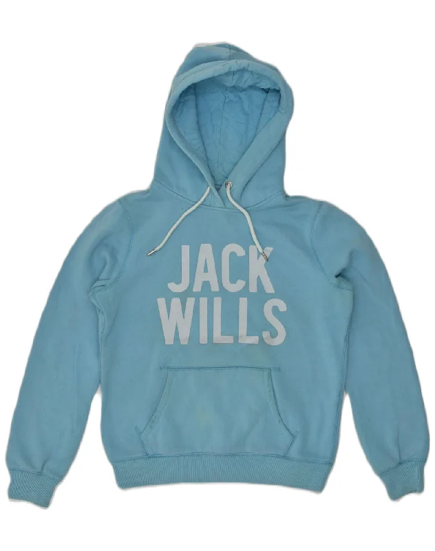 Savings Event JACK WILLS Womens Graphic Hoodie Jumper UK 12 Medium Blue Cotton
